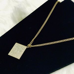 Diamond shaped Rhinestone Pendant Necklace